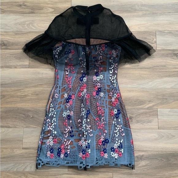 Self Portrait Multicolor Floral Vine Embroidered Mini Dress - Picture 11 of 12